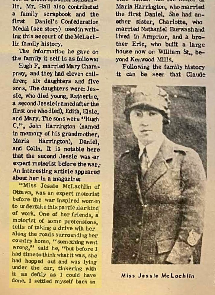 newspaper clipping Arnprior Guide June 1967 featuring a story about Jessie McLachlin