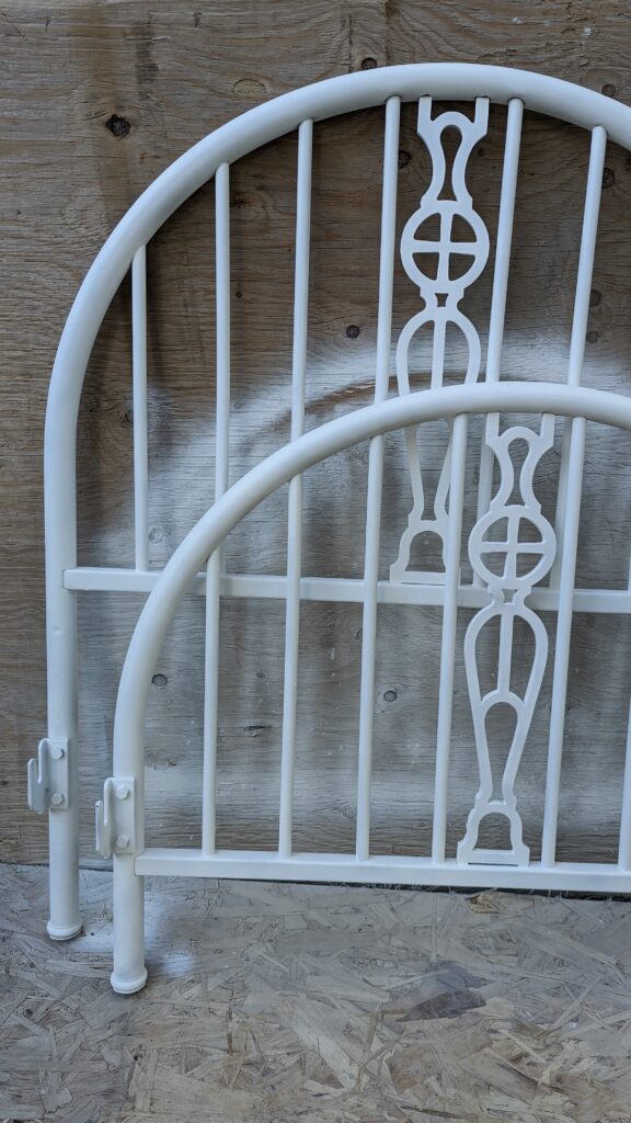 vintage iron bedframe being refinished